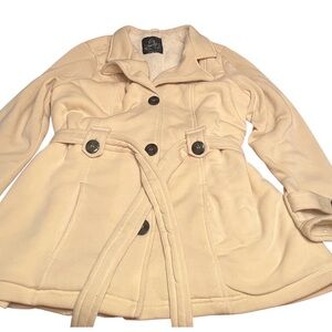 Elegant Louise Paris Cream color double breasted Trench Coat with Belt, size 1X